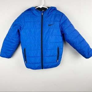 Boy's Nike Blue Puffer Coat with Hood Size 6